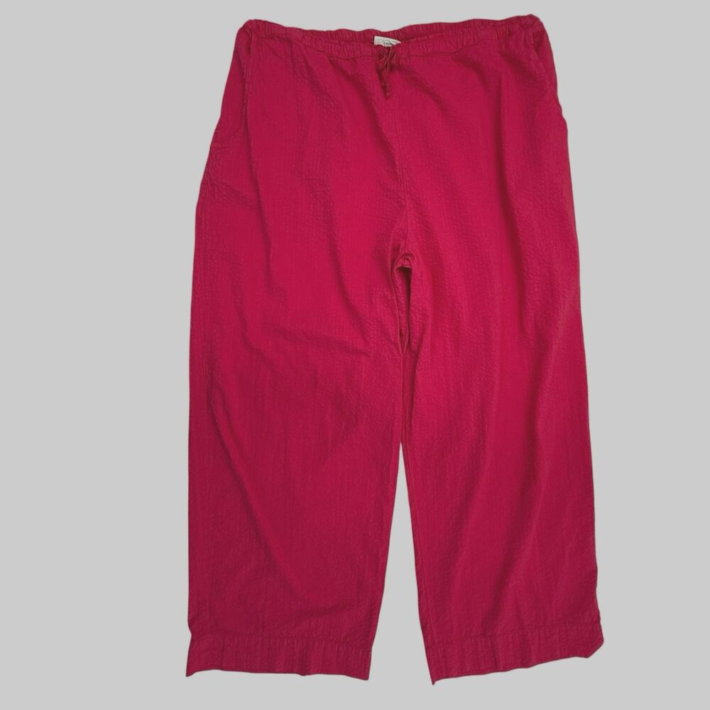 Bryn Walker Wide Leg Cropped Pants XXL Pink Gauze Cotton Lagenlook Boho Airy